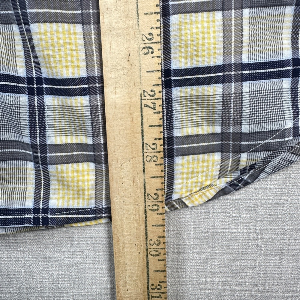 Thomas Dean Button Down Mens Large Yellow Grey Plaid Pima Cotton Long Sleeve - Picture 13 of 13